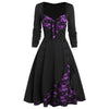 Flower Lace Insert Mock Button Bowknot Vintage Dress