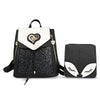 Animal Print Leather Backpack Set