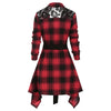 Lace Panel Plaid Button Up Belted Shirt
