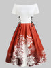 Christmas Off Shoulder Lace Up Snowflake Dress