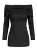 Folded Cowl Neck Bowknot Metallic Thread Knitwear