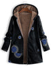 Hooded Printed Plush Lining Front Pocket Coat
