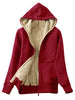 Hooded Faux Shearling Lining Front Pocket Jacket