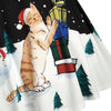 Christmas Tree Snowman Off Shoulder Button Embellished Dress