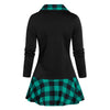 Plaid Print Mock Button Ruffle Hem T-shirt