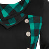 Plaid Print Mock Button Ruffle Hem T-shirt