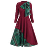 Plaid Contrast Bowknot Flared Overlay Dress