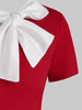 Christmas Bow Tie Collar Faux Fur Panel Dip Hem Dress