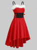 Christmas Faux Fur Panel Lace Up Dip Hem Dress