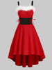 Christmas Faux Fur Panel Lace Up Dip Hem Dress