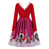 V-neck Christmas Print Vintage Dress for Women