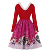 V-neck Christmas Print Vintage Dress for Women