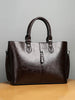 2 Piece Solid PU Leather Tote Bag Set