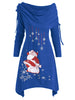 Christmas Santa Claus Cinched Off Shoulder Asymmetrical Dress