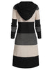 Hooded Colorblock Open Front Cardigan