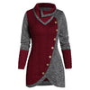 Button Two Tone Turn-down Collar Sweater