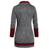 Button Two Tone Turn-down Collar Sweater