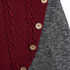 Button Two Tone Turn-down Collar Sweater
