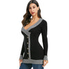 Plunging Mock Button Colorblock Sweater
