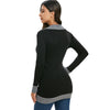 Plunging Mock Button Colorblock Sweater