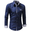 Men's Casual Slim Five-Star Print Long Sleeve Shirt
