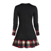 Plaid Print Mock Button V Neck Layered T-shirt