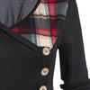 Plaid Print Mock Button V Neck Layered T-shirt