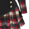 Plaid Print Mock Button V Neck Layered T-shirt