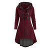 Plaid Hooded Horn Button Lace Up Dip Hem Cardigan