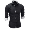 Men's Casual Slim Long Sleeve Plaid Shirt