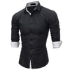Men's Casual Slim Long Sleeve Plaid Shirt