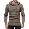 Men's Fashion Personality Neckline Button Decoration Trend Knit Hooded Sweater