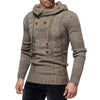 Men's Fashion Personality Neckline Button Decoration Trend Knit Hooded Sweater