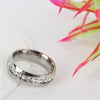 Stainless Steel Gold Plated Women'S Wedding Band Engagement CZ Ring