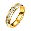 Stainless Steel Gold Plated Women'S Wedding Band Engagement CZ Ring