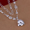 Fashion Jewelry Simple Silver Heart Pendant Necklace