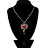 New Punk Retro Skull Red Peach Heart Necklace Pendant Women Jewelry