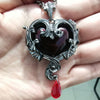 New Punk Retro Skull Red Peach Heart Necklace Pendant Women Jewelry