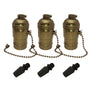 Brightness E26 / E27 Edison Socket Base Retro Pendant Lamp Holder 3pcs Metal Zipper Style with Pull Chain Power Switch