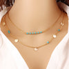 Women Long Tassel Star Choker Double Layer Sequins Multilayer Necklace