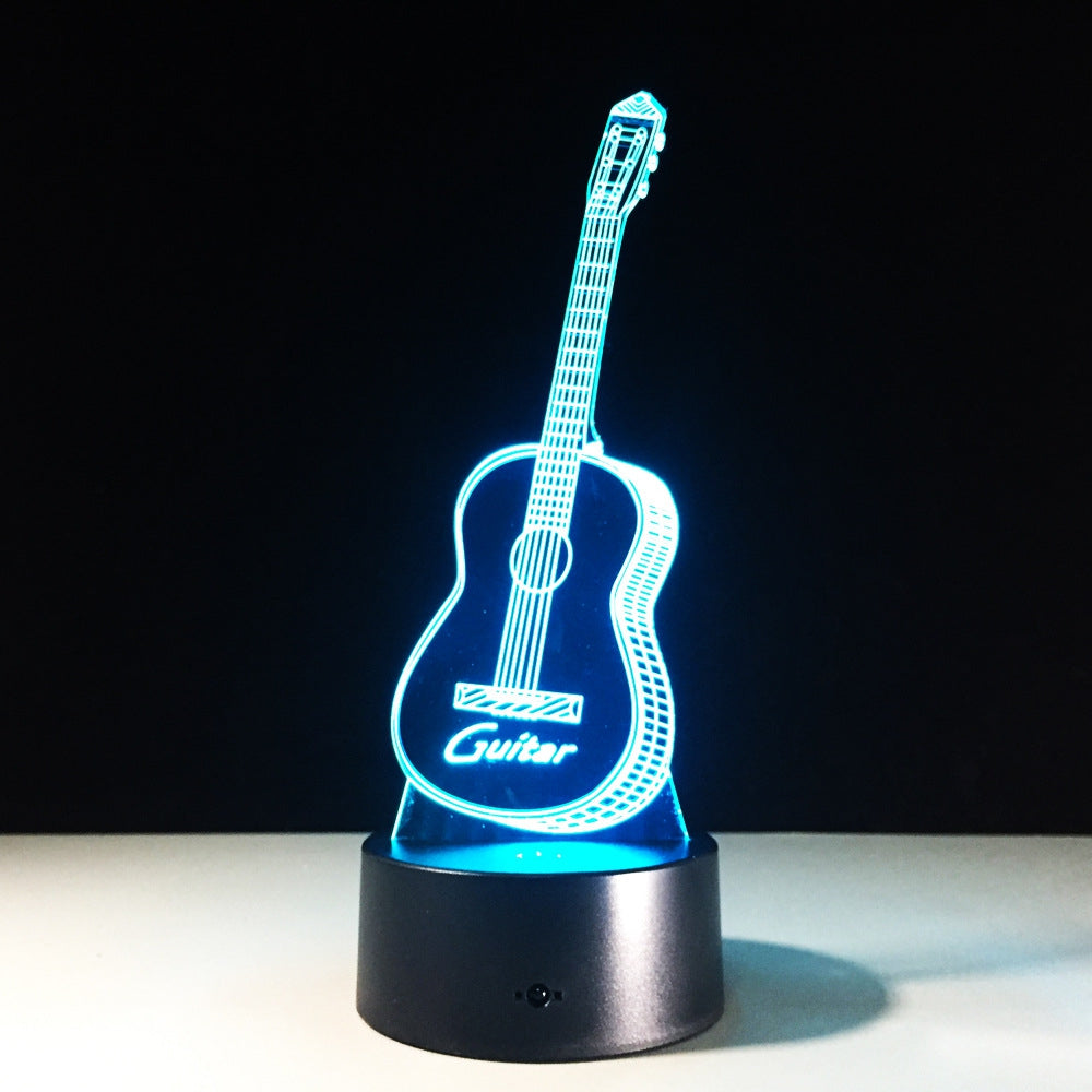 Yeduo New Action Figure 7 Colors Guitar 3D Visual Led Night Lights As Bedroom Table Lamp Best Gifts for Kids Friends Acrylic