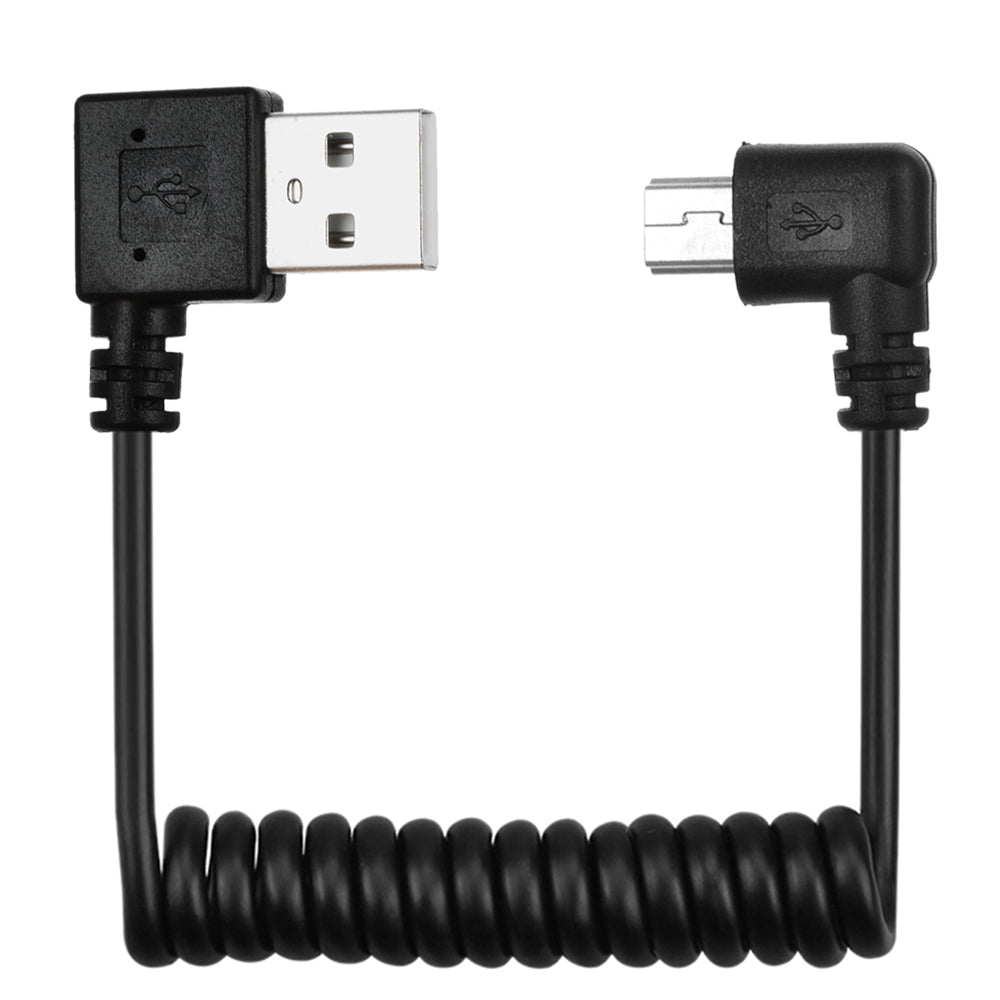 Cwxuan Right Angle Mini USB Data Charging Spring Cable - 100cm