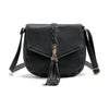 Solid Color Tassels Knitted Saddle Crossbody Bag