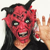 Yeduo Devil Inferno Satan Mask Horror Halloween Novelty Red Face Adult Size Party Head Long Hair for Women Men