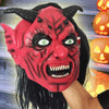 Yeduo Devil Inferno Satan Mask Horror Halloween Novelty Red Face Adult Size Party Head Long Hair for Women Men