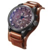 CURREN Men's Casual Quartz Leather Mechanical Pointer Multifunction Watch