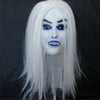 Yeduo Horrible Toothy White Long Hair Ghost Face Latex Soft Mask Halloween Party Prop Costume Mus