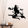 YEDUO Halloween Removable Wall Stickers Black Bats Witch Flying Home Window Decal