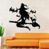 YEDUO Halloween Removable Wall Stickers Black Bats Witch Flying Home Window Decal