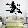 YEDUO Halloween Removable Wall Stickers Black Bats Witch Flying Home Window Decal